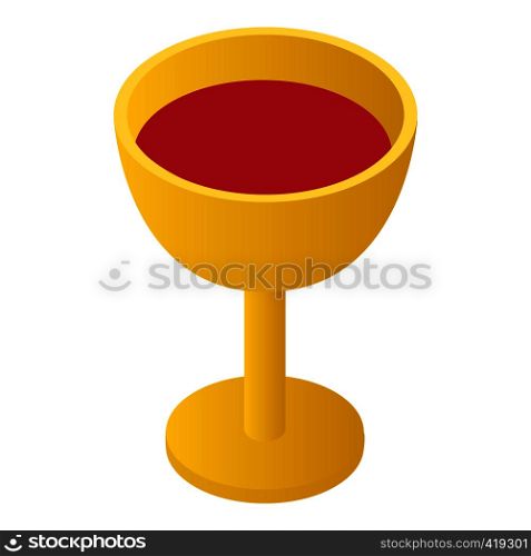 Gold cup with wine isometric 3d icon on a white background. Gold cup with wine isometric 3d icon