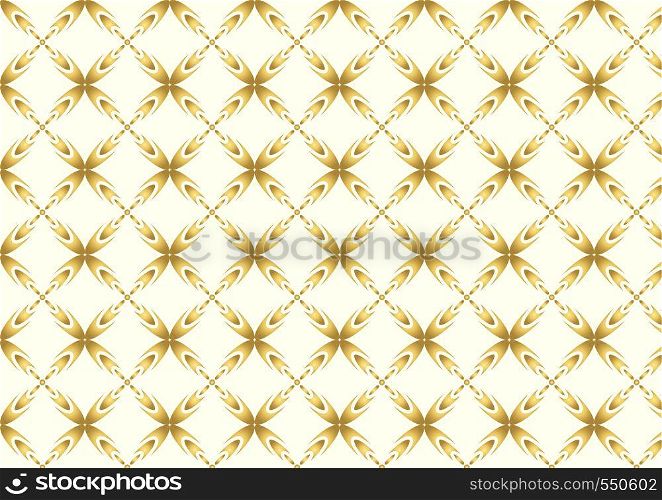 Gold cute and sweet flower pattern in modern shape on pastel background. Stylish blossom pattern style for lovely and modern design