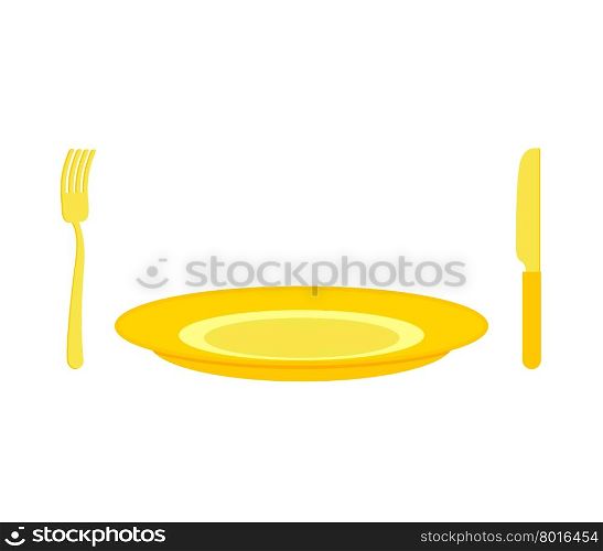 Gold cutlery: knife and fork, for rich. Expensive plate of pure gold.&#xA;