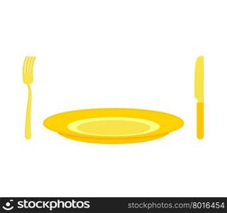 Gold cutlery: knife and fork, for rich. Expensive plate of pure gold.&#xA;