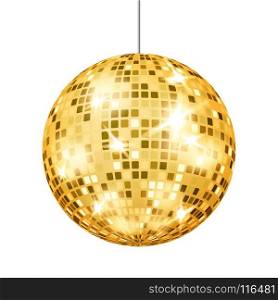 Gold Disco Ball Vector. Dance Club Retro Party Classic Light Element. Mirror Ball. Isolated On White Background Illustration. Gold Disco Ball Vector. Dance Club Retro Party Classic Light Element. Mirror Ball. Isolated Illustration