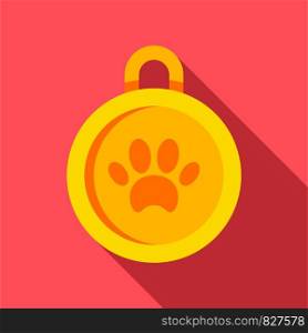 Gold dog medal icon. Flat illustration of gold dog medal vector icon for web design. Gold dog medal icon, flat style