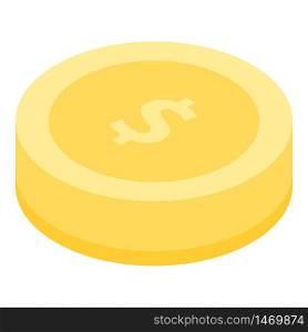 Gold dollar metal coin icon. Isometric of gold dollar metal coin vector icon for web design isolated on white background. Gold dollar metal coin icon, isometric style