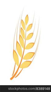 Gold ear of wheat semi flat color vector object. Full sized item on white. Agricultural nature. Ancient greek symbol. Simple cartoon style illustration for web graphic design and animation. Gold ear of wheat semi flat color vector object