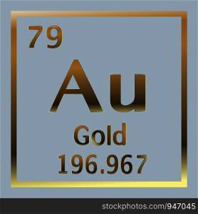 Gold element number 79 of the Periodic Table of the Elements - Chemistry Vector illustration eps 10. Gold element number 79 of the Periodic Table of the Elements - Chemistry Vector illustration