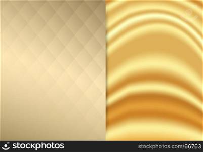 Gold fabric wave with square pattern luxury background, Vector illustration