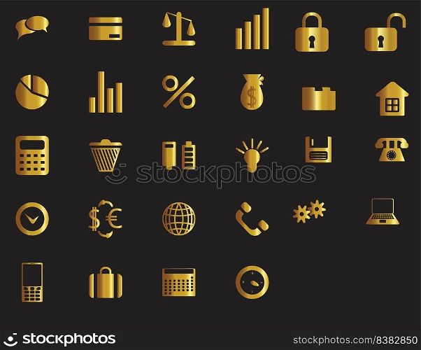 Gold Finance and banking icons set