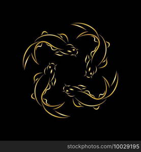 gold fish and yin yang logo vector icon design template