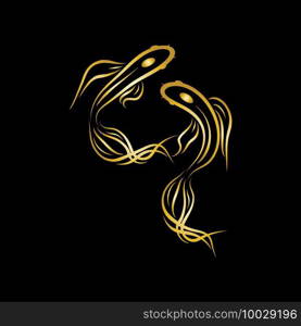 gold fish and yin yang logo vector icon design template