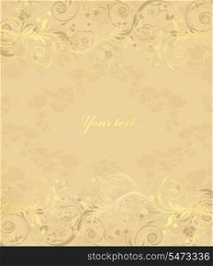 Gold floral background for text with pattern