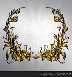 gold floral frame vector illustration