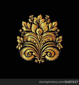 Gold floral ornament vector on white
