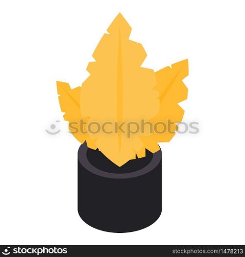 Gold flower pot icon. Isometric of gold flower pot vector icon for web design isolated on white background. Gold flower pot icon, isometric style