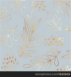 Gold flowers on a blue background. Vector illustration. Imitation foil. Gold flowers on a blue background. Vector illustration.