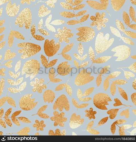 Gold flowers on a blue background. Vector illustration. Imitation foil. Gold flowers on a blue background. Vector illustration.