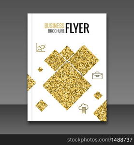 Gold Flyer design template, Greeting Card Design. Golden Dust. Vector Illustration. Brochure cover booklet Template. Place for your Text .. Gold Flyer design template, Greeting Card Design. Golden Dust. Vector Illustration. Brochure cover booklet Template. Place for your Text