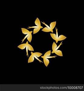 gold flying fish logo vector icon design template