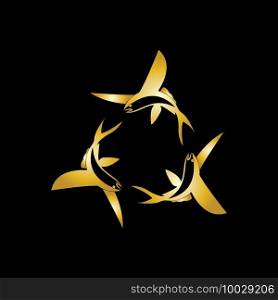 gold flying fish logo vector icon design template
