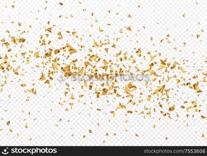 Gold foil confetti isolated on a transparent white background. Festive background. Vector illustration EPS10. Gold foil confetti isolated on a transparent white background. Festive background. Vector illustration