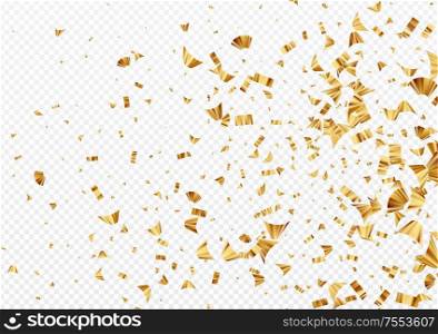 Gold foil confetti isolated on a transparent white background. Festive background. Vector illustration EPS10. Gold foil confetti isolated on a transparent white background. Festive background. Vector illustration
