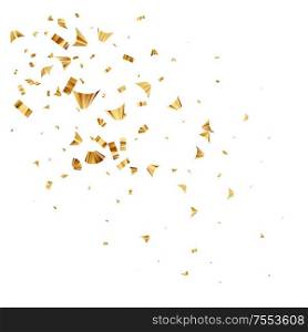 Gold foil confetti isolated on a white background. Festive background. Vector illustration EPS10. Gold foil confetti isolated on a white background. Festive background. Vector illustration