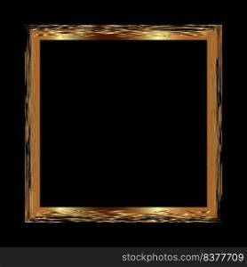 Gold frame art deco grunge. Square textured gold frame on black background. To decorate the background for photos, packaging, labels or cards. Decorative border for decoration.. Gold frame art deco grunge.