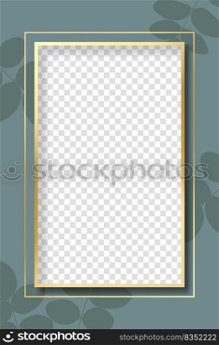Gold frame background. Vector realistic isolated golden shiny glowing border frame