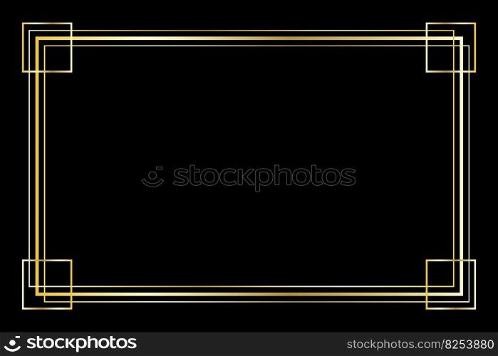 Gold frame black background. Edge frame. Decorative border. Vector illustration. Stock image. EPS 10.. Gold frame black background. Edge frame. Decorative border. Vector illustration. Stock image.
