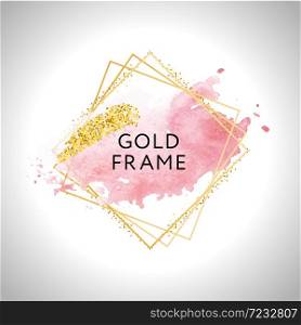 Gold frame paint Hand painted vector brush stroke. Perfect design for headline, logo and sale banner. Watercolor.. Gold frame paint Hand painted vector brush stroke. Perfect design for headline, logo and sale banner. Watercolor