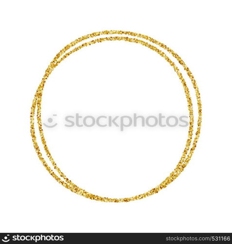 Gold frame round. Beautiful simple golden design. Vintage style decorative border, isolated on white background. Deco elegant art object. Empty copy space for decoration, photo, banner. Vector illustration