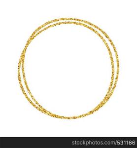 Gold frame round. Beautiful simple golden design. Vintage style decorative border, isolated on white background. Deco elegant art object. Empty copy space for decoration, photo, banner. Vector illustration