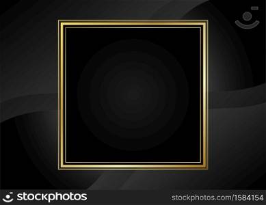 Gold frame square art decoration wallpaper vintage vector on dark abstract background