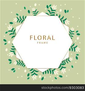 Gold frame. Winter flowers frame. Round border with space for text. Leaf wreath. Logo template. Plant frame. Flowers frame.. Gold frame. Winter flowers frame