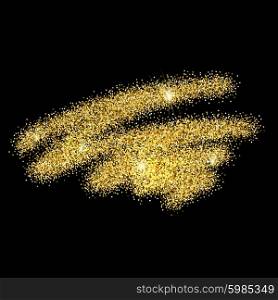 Gold glitter background. . Gold sparkles on black background. Gold glitter background.