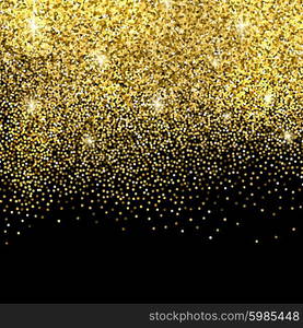 Gold glitter background. . Gold sparkles on black background. Gold glitter background.