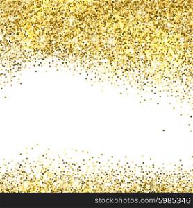 Gold glitter background. . Gold sparkles on white background. Gold glitter background.