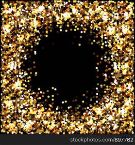 Gold glitter. Celebratory background. Round elements gold shades. Glow effect. Round place for text in the center. New Year, Christmas, wedding birthday anniversary. Gold glitter. Celebratory background. Round elements gold shades. Glow effect. New Year, Christmas, wedding, birthday