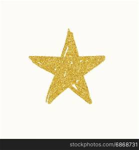 Gold glitter star. Gold glitter star. Vector illustration with golden sparkles texture.