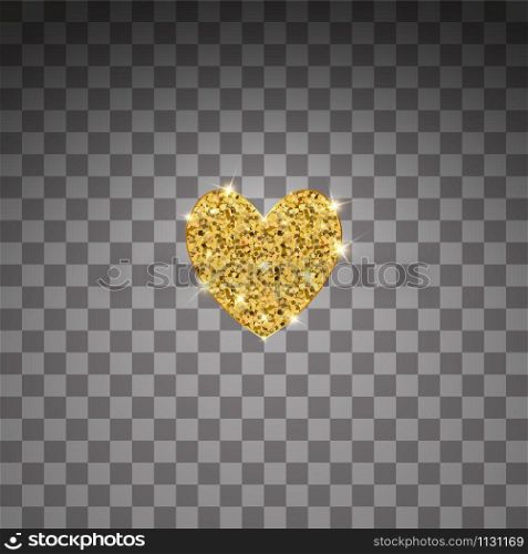 Gold glitter vector heart. Golden sparcle St. Valentines day card. Luxouy design element. Amber particles on transparent background. Gold glitter vector heart. Golden sparcle St. Valentines day card. Luxouy design element. Amber particles on transparent background.