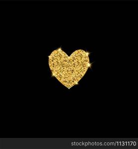 Gold glitter vector heart. Golden sparcle St. Valentines day card. Luxouy design element. Amber particles on black background. Gold glitter vector heart. Golden sparcle St. Valentines day card. Luxouy design element. Amber particles on black background.