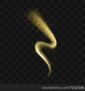 Gold glittering trail sparkling stardust abstract particles on background. Use for your product element.