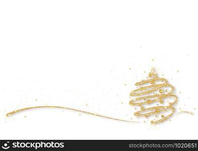 Gold Glittering Xmas Ball on White Background