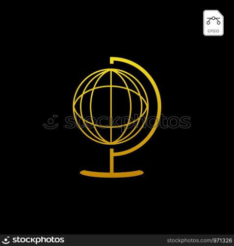 Gold globe icon. Glossy Earth business industry vector concept illustration. Gold globe icon. Glossy Earth business industry vector concept illustration, world web wide