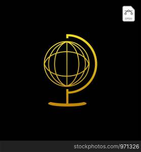 Gold globe icon. Glossy Earth business industry vector concept illustration. Gold globe icon. Glossy Earth business industry vector concept illustration, world web wide