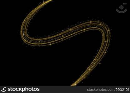 Gold glow light effect stars bursts with sparkles isolated. magic dust particles. Vector illustration sparkling comet tail. light tracing effect.