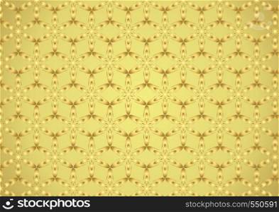 Gold Graphic flower in modern shape pattern on pastel background. Sweet and classic pattern style for vintage or cute design