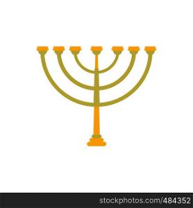 Gold hanukkah menorah flat icon isolated on white background. Gold hanukkah menorah flat icon