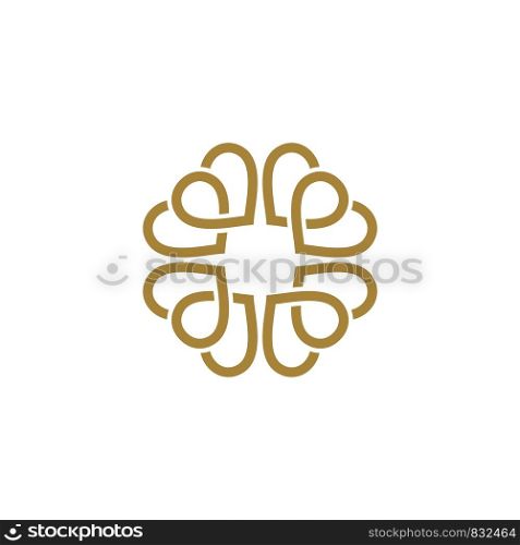 Gold heart Ornamental Flower Logo Template Illustration Design. Vector EPS 10.