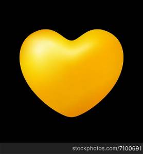gold heart shape isolated on black background, golden heart shaped icon, gold heart logo, image of golden heart shaped symbol for graphic element of decorate embellish design