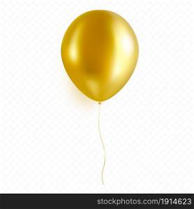 Gold Helium Balloon Isolated on Transparent Background. Golden Ballon in Realistic Style. Premium vector illustration.. Gold Helium Balloon Isolated on Transparent Background. Golden Ballon in Realistic Style.